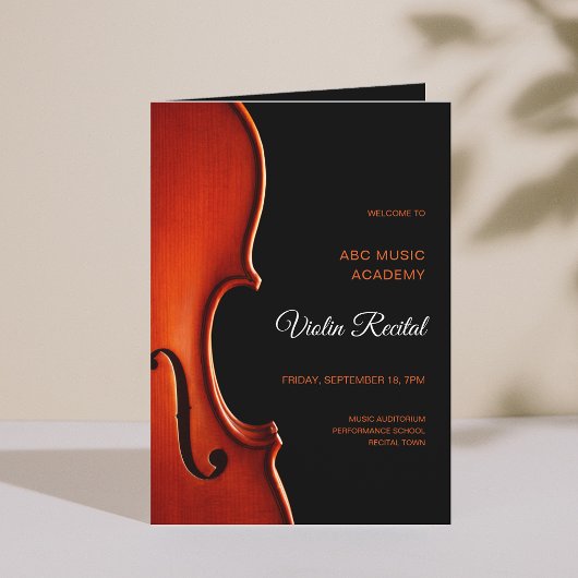 Elegant Script Classy Music Senior Recital Program Einladung
