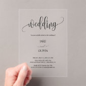 Elegant Script Clear Acrylic Wedding Invitation Acryleinladungen (Insitu (Handheld))