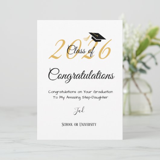 Elegant Script Confetti Graduation Party Invit (Stehend Vorderseite)