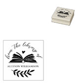 Elegant Script Custom Botanical Library Book Gummistempel (Stempel)