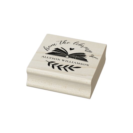 Elegant Script Custom Botanical Library Book Gummistempel (Stempel)