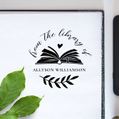 Elegant Script Custom Botanical Library Book Gummistempel