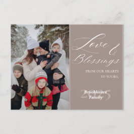 Elegant Script Custom Family Name Year 1 Photo Feiertagspostkarte