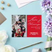 Elegant Script Custom Photo Name Red Holiday Card Acryleinladungen (In Situ (Hochzeit))