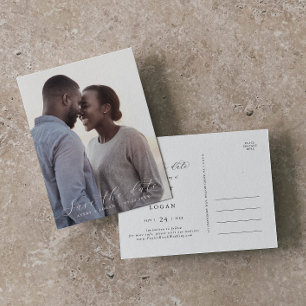 Elegant Script Dark Photo Template Save the Date Einladungspostkarte