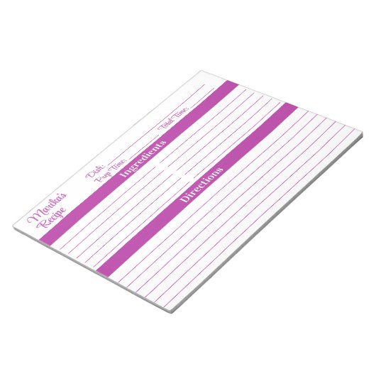 Elegant Script Dark Pink 8.5x11 Recipes Notizblock (angewinkelt)