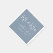 Elegant Script Dusty Blue Mr. und Mrs. Serviette (Ecke)