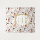 Elegant Script dusty pink floral Hochzeitstapestes Wandteppich (Vorderseite (Horizontal))