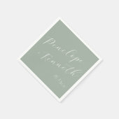 Elegant Script Dusty Sage Green Wedding Custom  Serviette (Ecke)