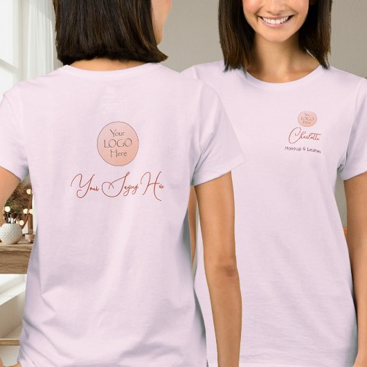 Elegant Script Employee Name Business Logo Makeup T-Shirt