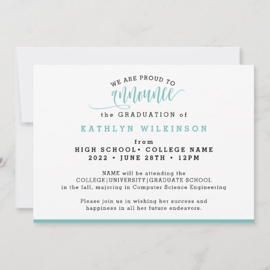 Elegant Script Eucalyptus Greenery 3 Foto Grad Ankündigung (Rückseite)