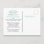 Elegant Script Eucalyptus Greenery 3 Foto Grad Ankündigungspostkarte (Rückseite)