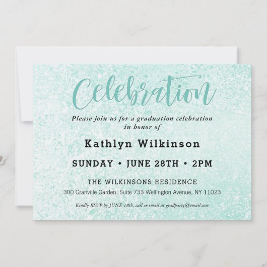 Elegant Script Eucalyptus Greenery 3 Foto Grad Einladung (Rückseite)