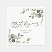 Elegant Script Eucalyptus Greenery Wedding Paper Serviette (Vorderseite)