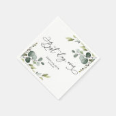 Elegant Script Eucalyptus Greenery Wedding Paper Serviette (Ecke)