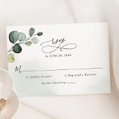 Elegant Script Eucalyptus Greenery Wedding RSVP Karte
