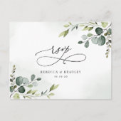 Elegant Script Eucalyptus Greenery Wedding Rsvp Postkarte (Vorderseite)