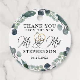 Elegant Script Eucalyptus Wedding Vielen Dank Geschenkanhänger