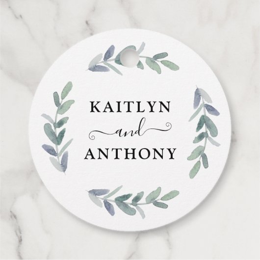 Elegant Script Eucalyptus Wedding Vielen Dank Geschenkanhänger (Rückseite)