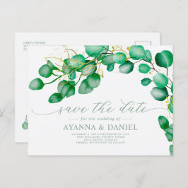 Elegant Script Eukalyptus Greenery Save the Date Postkarte