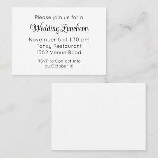 Elegant Script Extra Wedding Event Invitation Begleitkarte (Vorne/Hinten)