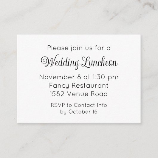 Elegant Script Extra Wedding Event Invitation Begleitkarte (Vorderseite)