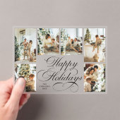 Elegant Script Family Photo Collage Christmas Card Acryleinladungen (Insitu (Handheld))