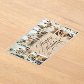 Elegant Script Family Photo Collage Christmas Card Acryleinladungen (Ablage )