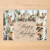 Elegant Script Family Photo Collage Christmas Card Acryleinladungen (Vorderseite)