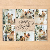 Elegant Script Family Photo Collage Christmas Card Acryleinladungen (Vorderseite)