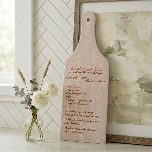 Elegant Script Family Recipe Ivory Schneidebrett