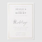Elegant Script Faux Gold Border Wedding Pergament Einladungen (Vorderseite)