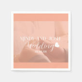 Elegant Script floating heart Photo Serviette (Vorderseite)