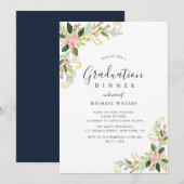 Elegant script floral graduation dinner einladung (Vorne/Hinten)