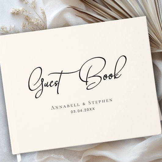 Elegant, Script Font Beige Wedding  Gästebuch