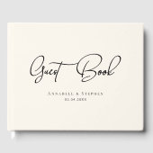 Elegant, Script Font Beige Wedding  Gästebuch (Vorderseite)
