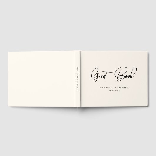 Elegant, Script Font Beige Wedding  Gästebuch (Voll)