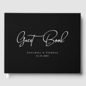 Elegant Script Font Black Wedding  Gästebuch (Vorderseite)