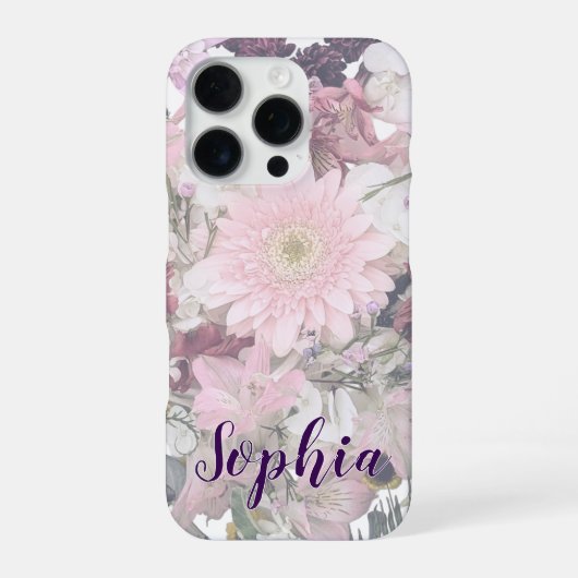 Elegant Script Font Custom Name Soft Floral  iPhone Hülle (Rückseite)