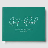 Elegant, Script Font, Green Wedding  Gästebuch (Vorderseite)