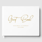 Elegant Script Font White Wedding Gästebuch (Vorderseite)