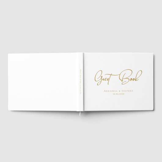 Elegant Script Font White Wedding  Gästebuch (Voll)