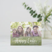 Elegant Script Foto Frohe Ostern Postkarte (Stehend Vorderseite)