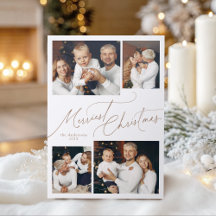 Elegant Script Frohe Weihnachten Familie 3 Foto