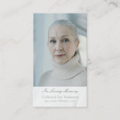 Elegant Script Funeral Photo Prayer Cards Visitenkarte (Vorderseite)