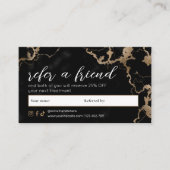 Elegant Script Gold & Black Marble Beauty Salon Empfehlungskarte (Vorderseite)