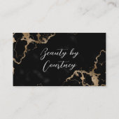 Elegant Script Gold & Black Marble Beauty Salon Terminkarte (Rückseite)