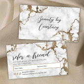 Elegant Script Gold Marble Spa Nails Beauty Salon Empfehlungskarte