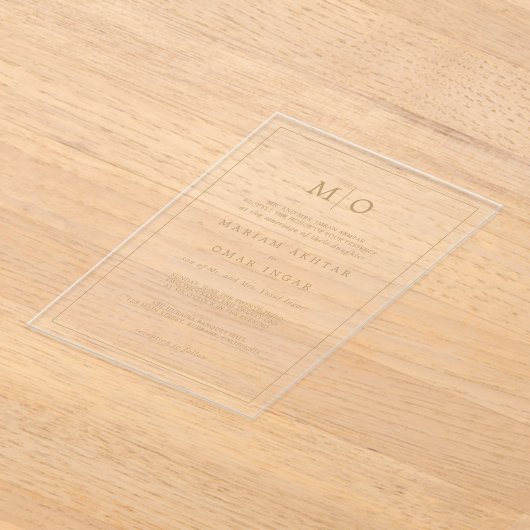 Elegant Script Gold Monogram Acryleinladungen (Ablage )