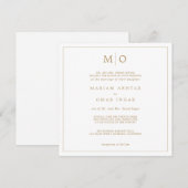 Elegant Script Gold Monogram Einladung (Vorne/Hinten)